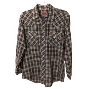 Vintage 70's Ely Plains Western Style Plaid Shirt Pearl Snap Buttons